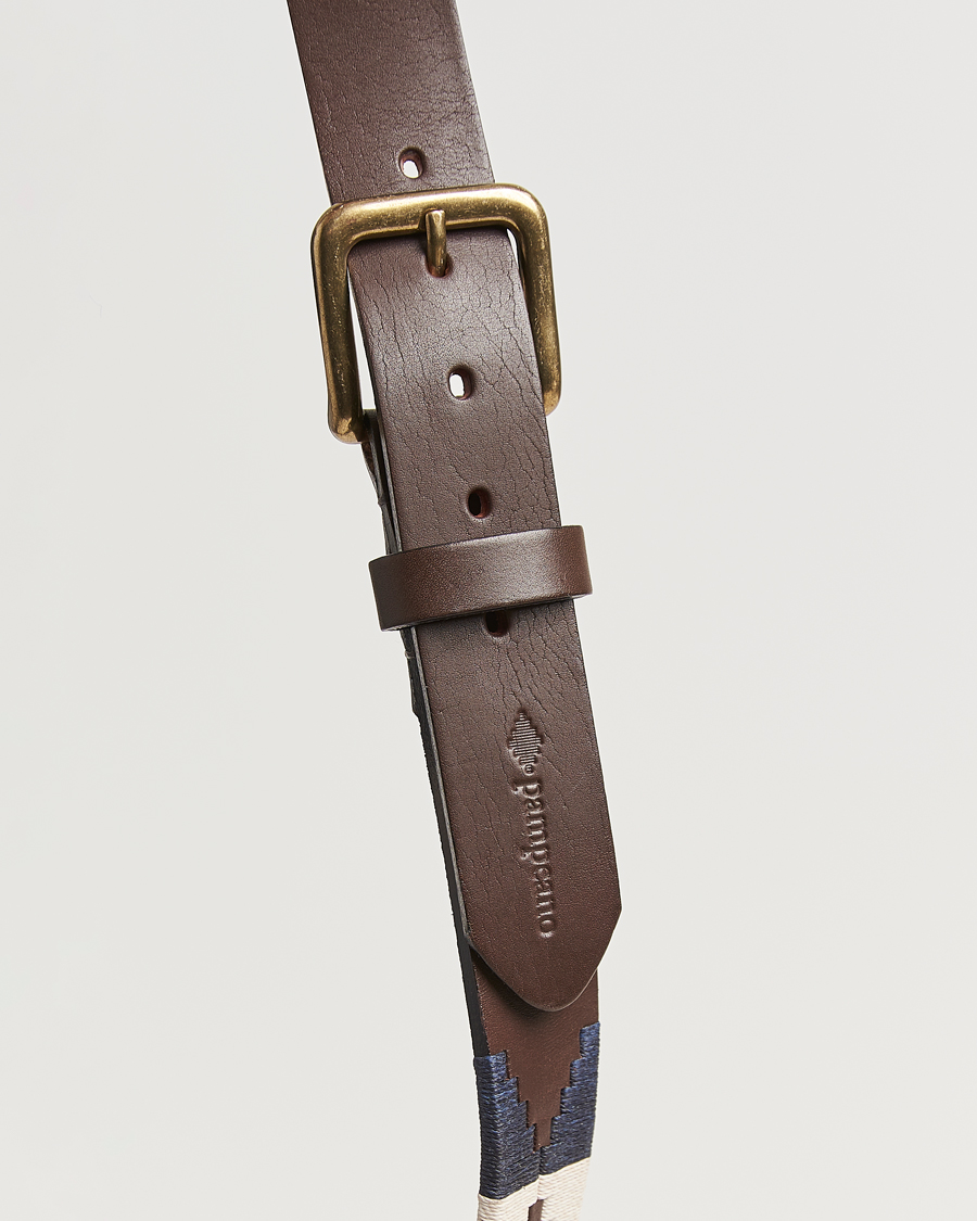 Herre | Bælter | Pampeano | Jugadoro Hand Stitched Classic Leather Belt 3,5cm Blue/White