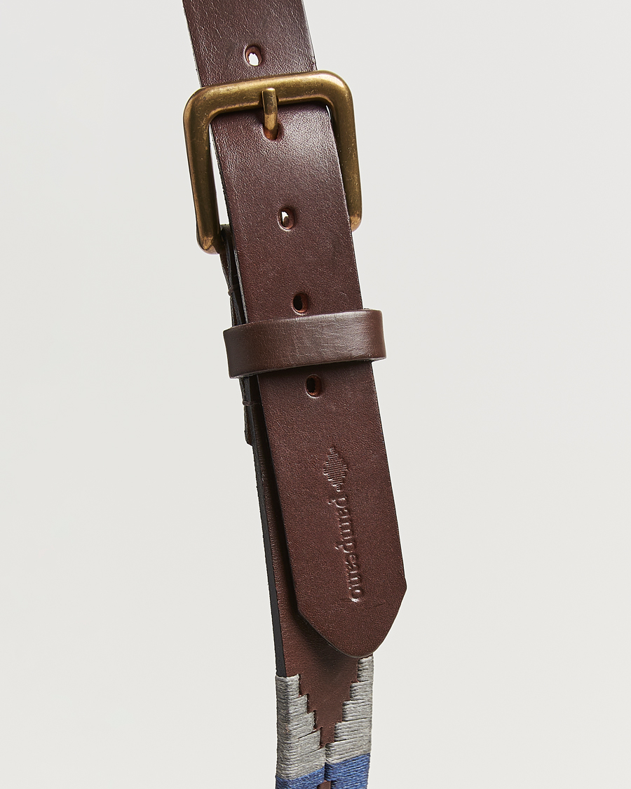 Herre | Bælter | Pampeano | Roca Hand Stitched Classic Leather Belt 3,5cm Blue/Grey/White