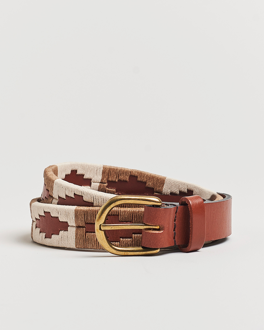 Herre | Bælter | Pampeano | Skinny Hand Stitched Leather Belt 2,5cm Brown