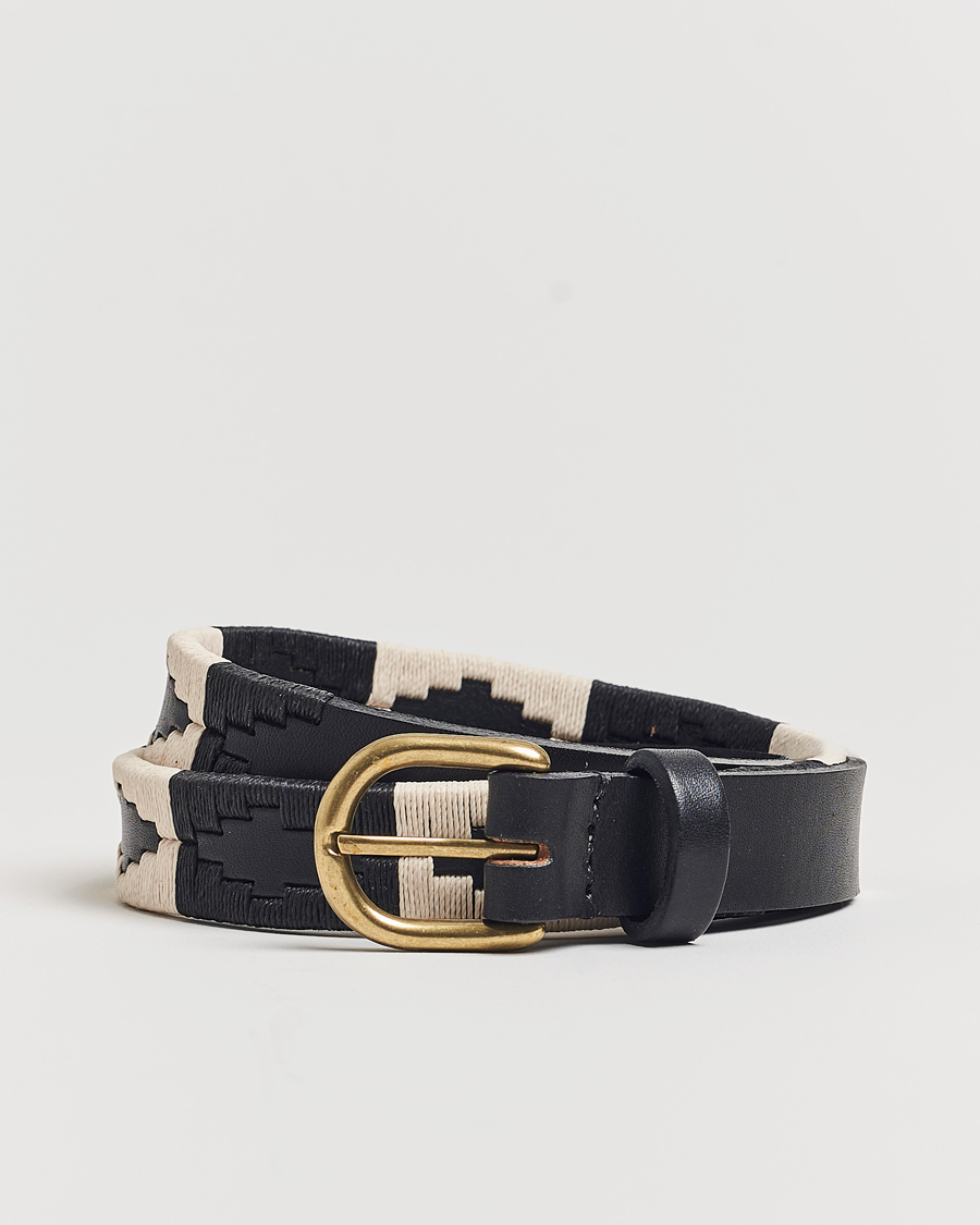 Herre | Bælter | Pampeano | Skinny Hand Stitched Leather Belt 2,5cm Black