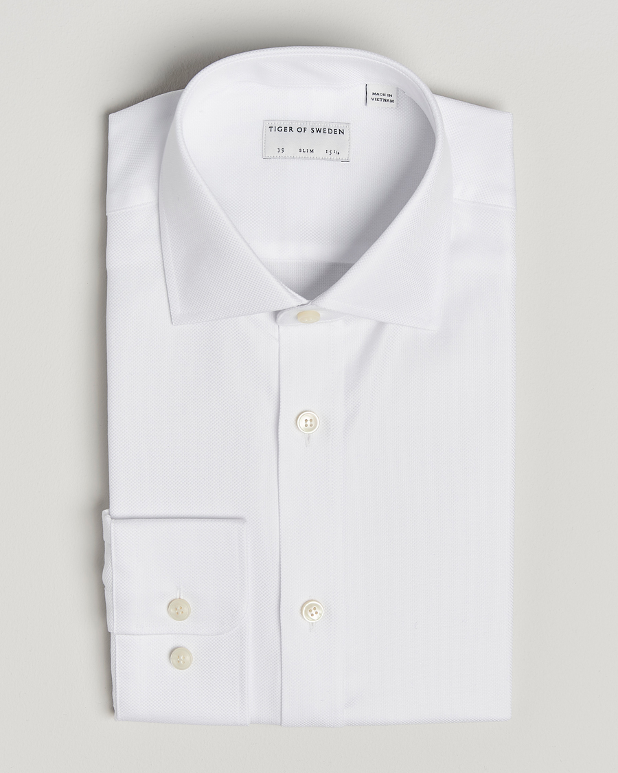 Herre | Skjorter | Tiger of Sweden | Adley Structured Slim Fit Cut Away Shirt White