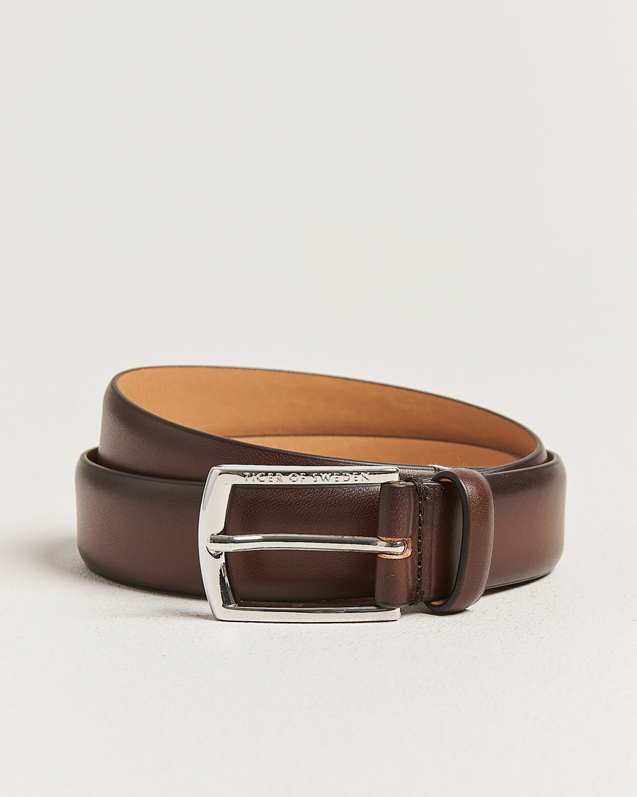 Herre | Bælter | Tiger of Sweden | Asenby Leather 3 cm Belt Dark Brown