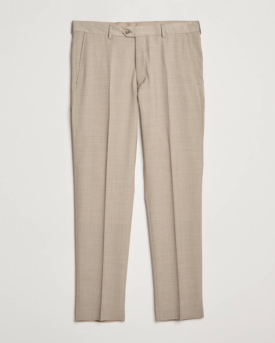 Herre | Bukser | Oscar Jacobson | Denz Wool Stretch Suit Trousers Beige