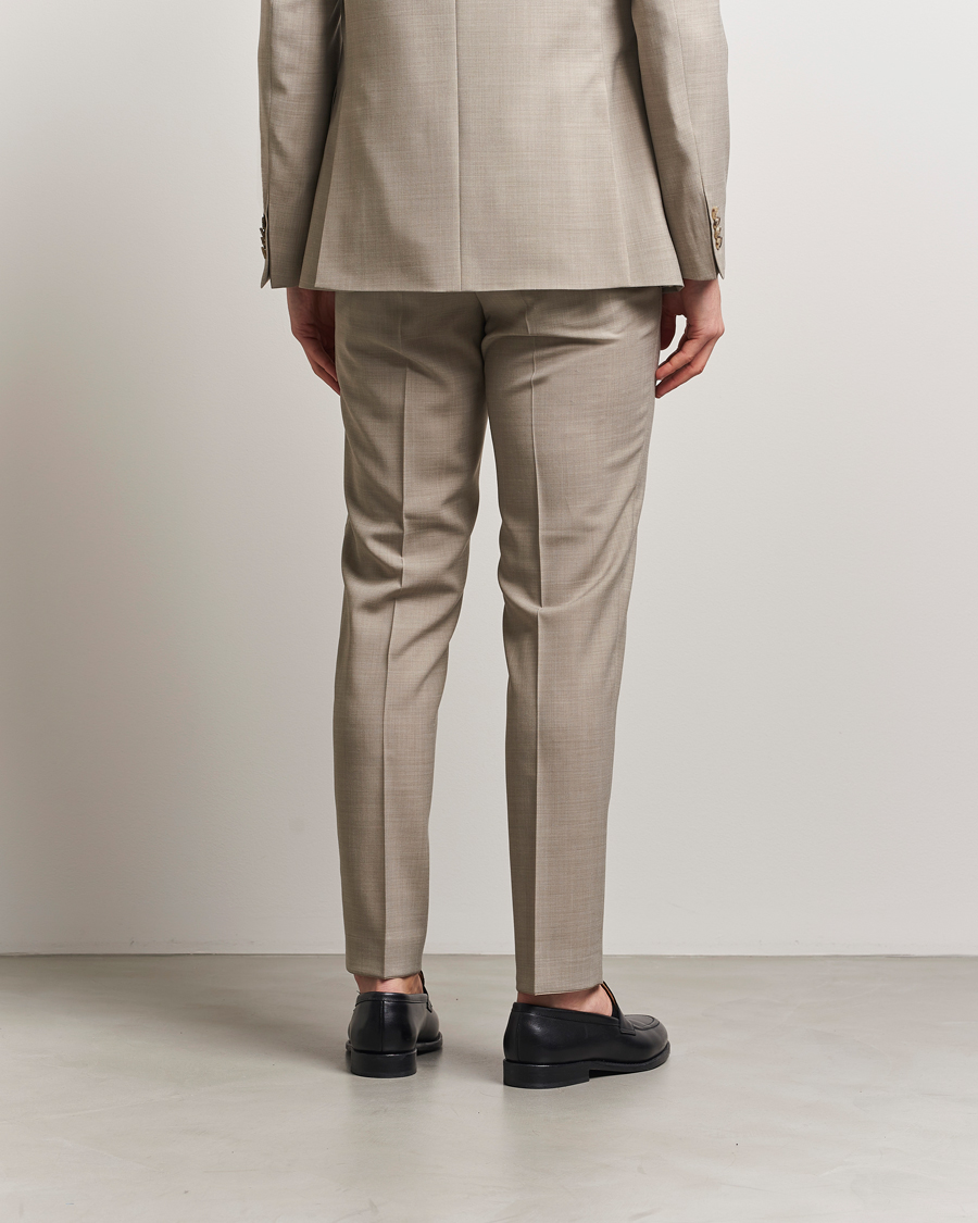 Herre | Bukser | Oscar Jacobson | Denz Wool Stretch Suit Trousers Beige