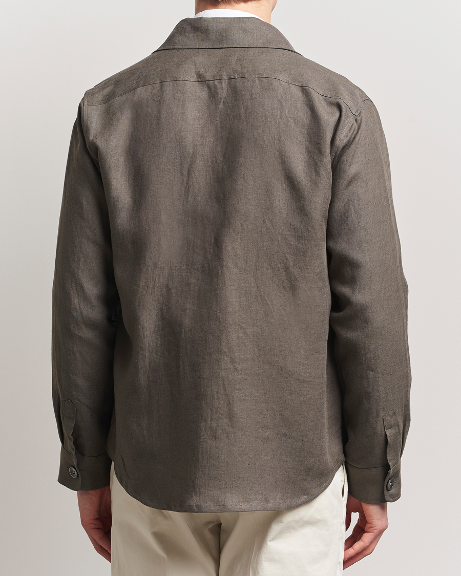 Herre | Skjorter | Oscar Jacobson | Maverick Linen Shirt Jacket Olive