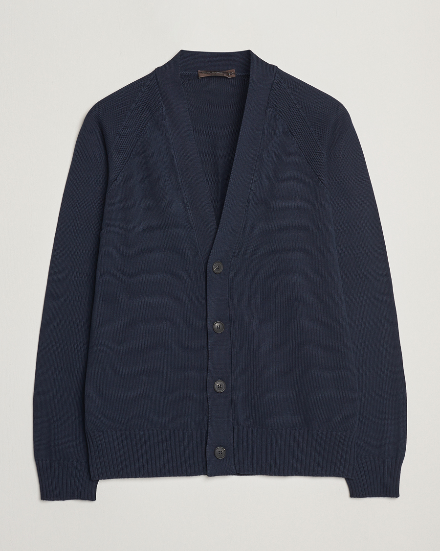 Herre | Trøjer | Oscar Jacobson | Hover Cotton Cardigan Navy