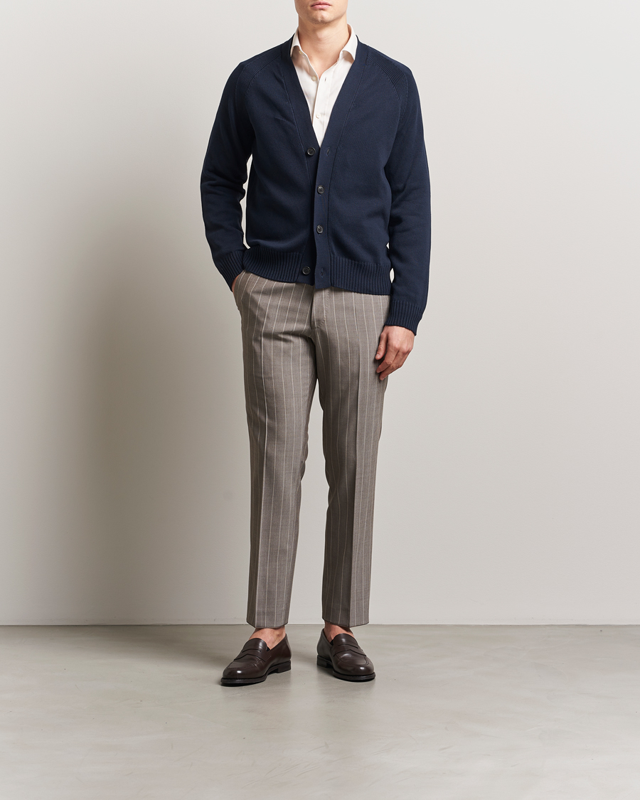 Herre | Trøjer | Oscar Jacobson | Hover Cotton Cardigan Navy
