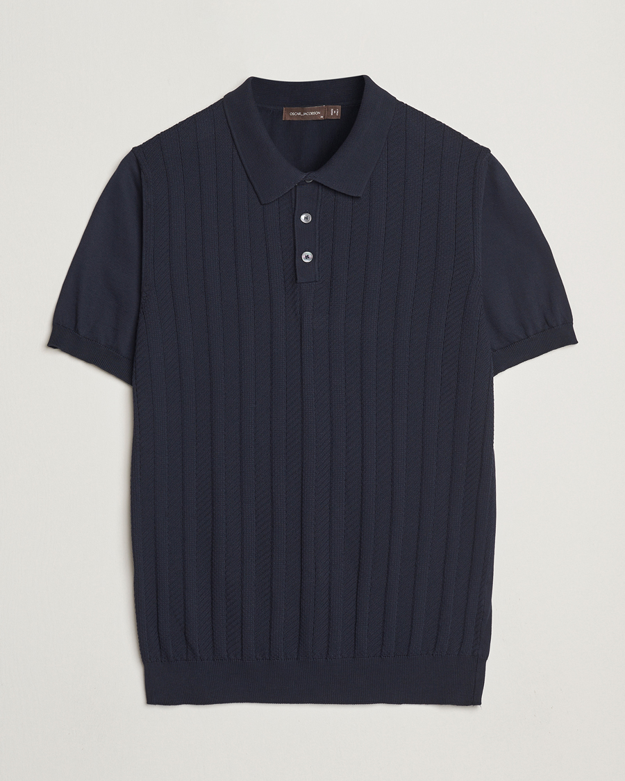 Herre | Polotrøjer | Oscar Jacobson | Barto Structured Cotton Polo Navy
