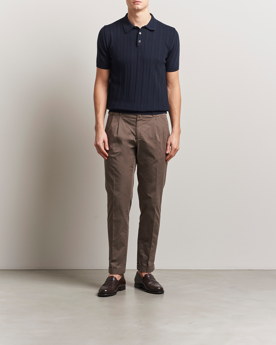 Herre | Polotrøjer | Oscar Jacobson | Barto Structured Cotton Polo Navy