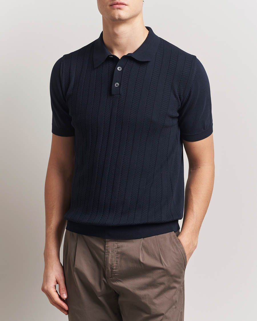 Herre | Polotrøjer | Oscar Jacobson | Barto Structured Cotton Polo Navy