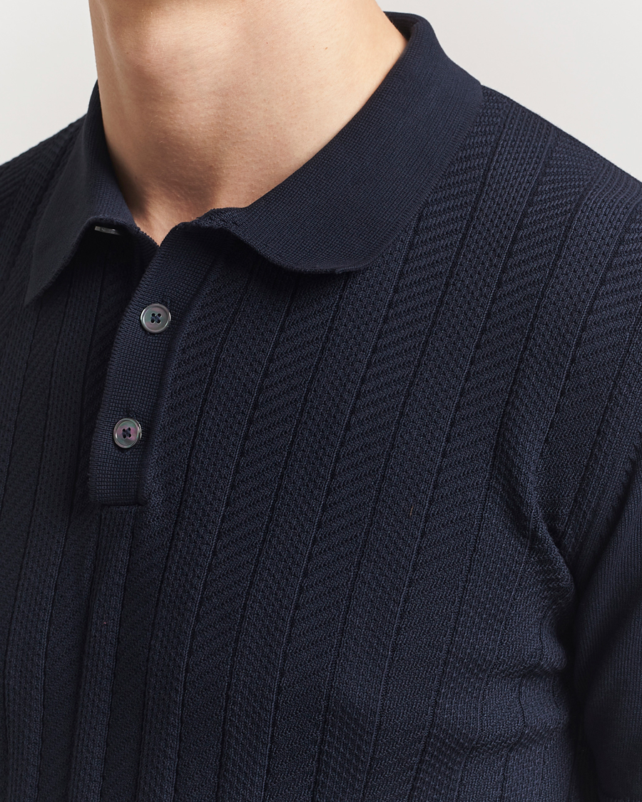 Herre | Polotrøjer | Oscar Jacobson | Barto Structured Cotton Polo Navy