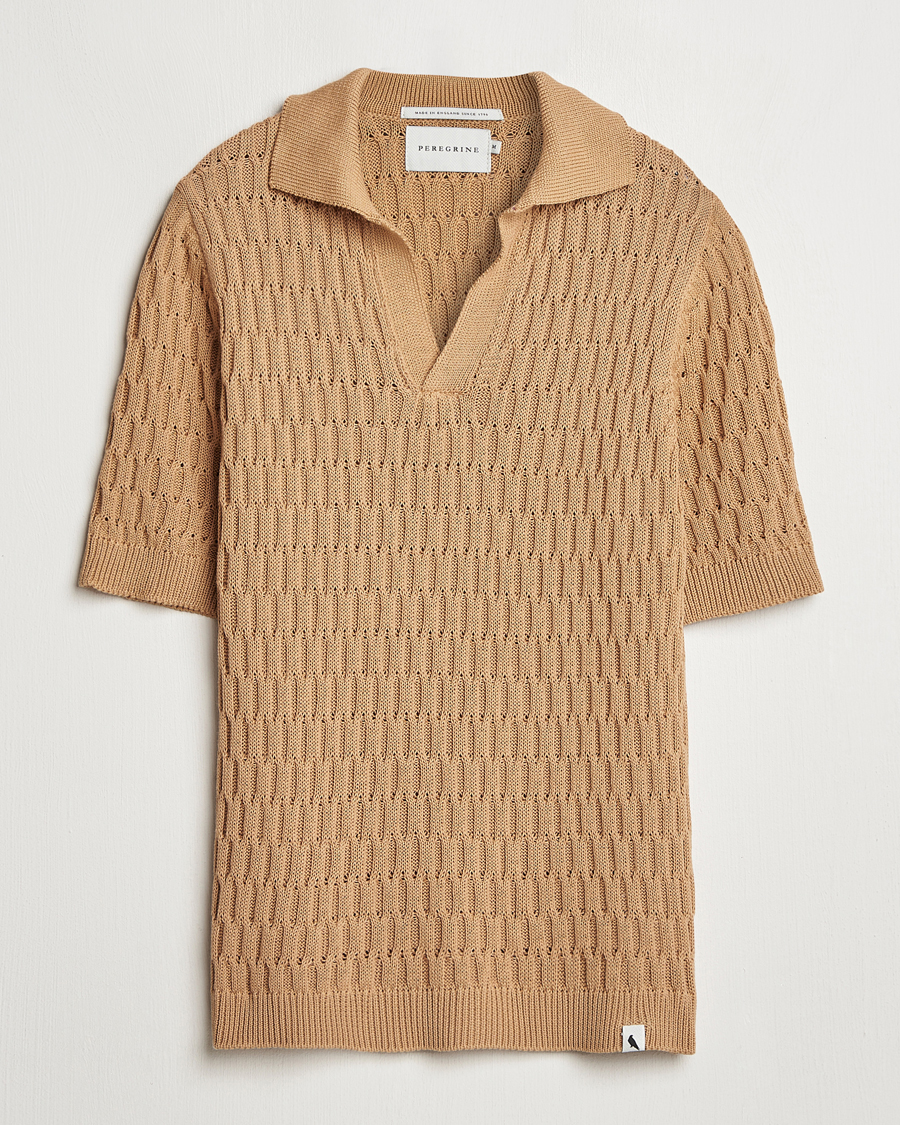 Herre | Polotrøjer | Peregrine | Cove Knitted Cotton Polo Shirt Sand