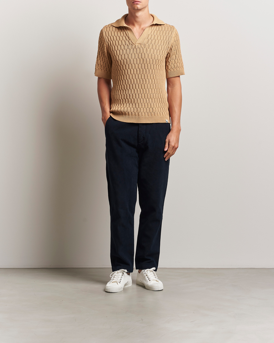 Herre | Polotrøjer | Peregrine | Cove Knitted Cotton Polo Shirt Sand