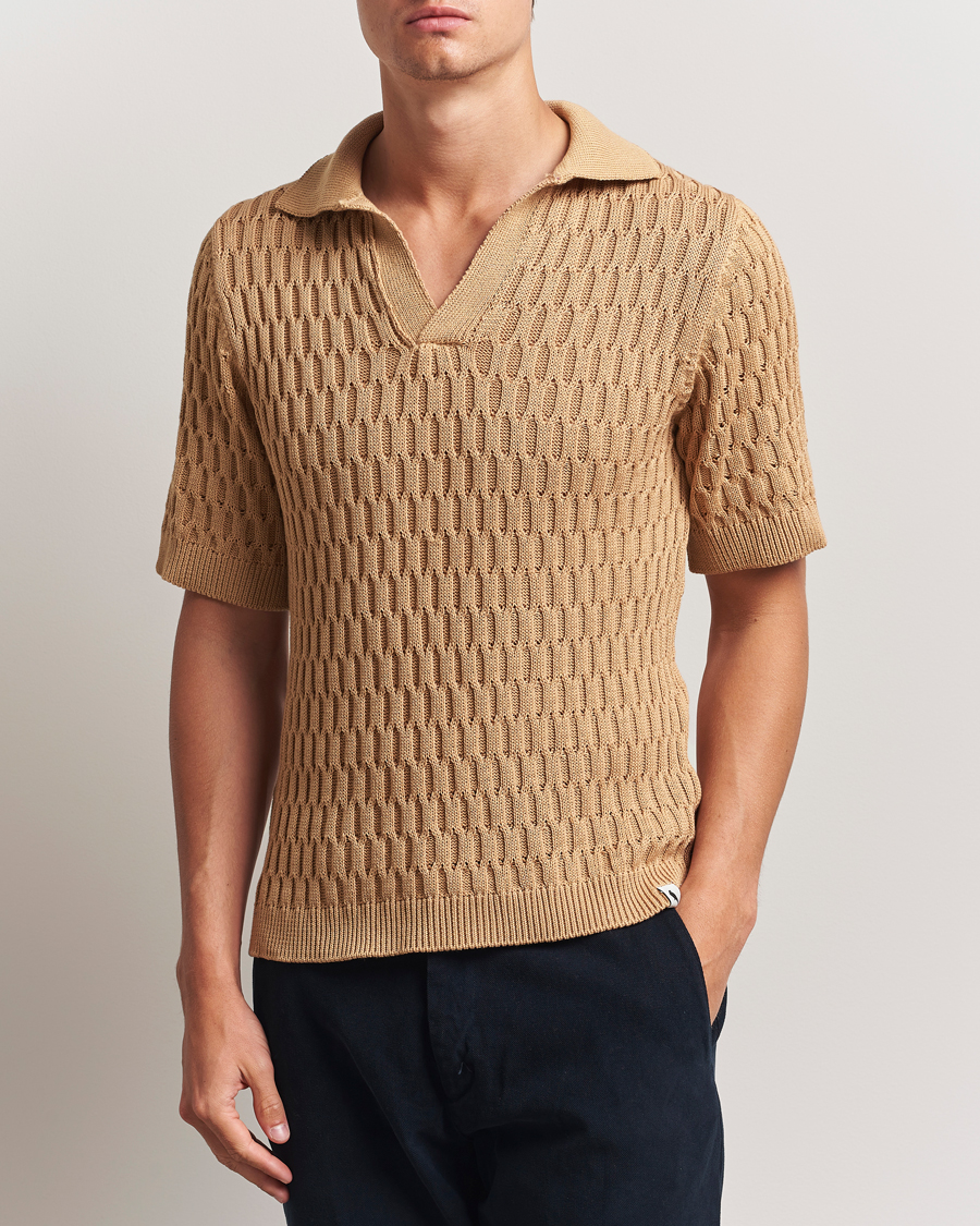 Herre | Polotrøjer | Peregrine | Cove Knitted Cotton Polo Shirt Sand