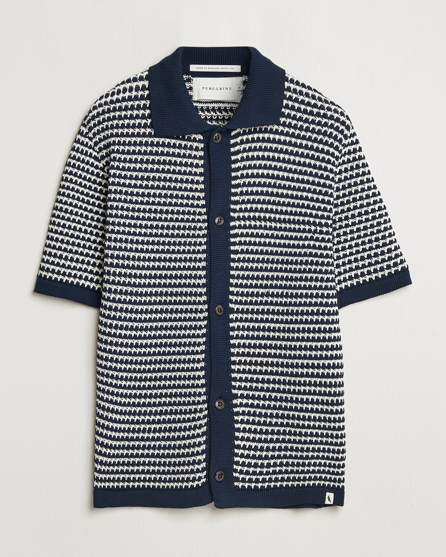 Herre | Skjorter | Peregrine | Island Crochet Knitted Shirt Navy