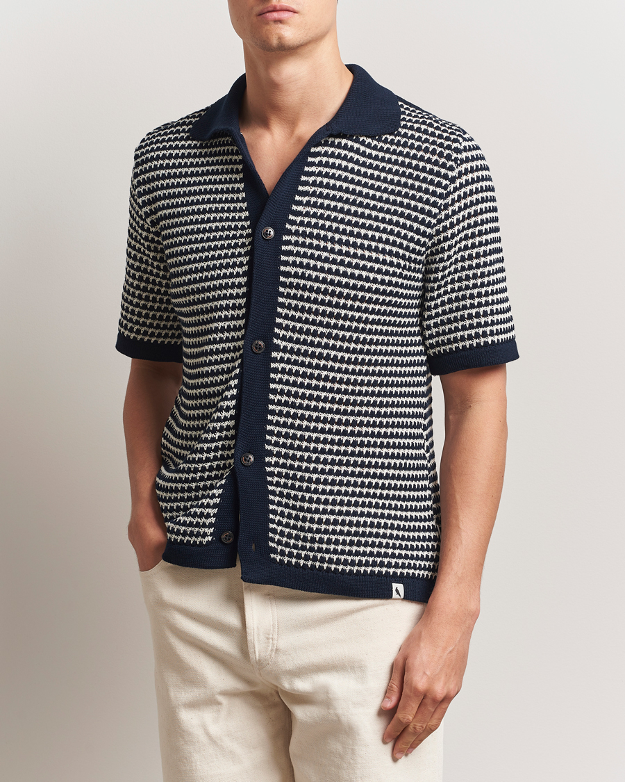 Herre | Skjorter | Peregrine | Island Crochet Knitted Shirt Navy