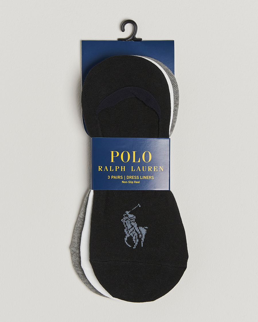 Herre | Undertøj | Polo Ralph Lauren | 3-Pack No Show Big Pony Pony Socks Black/White/Grey