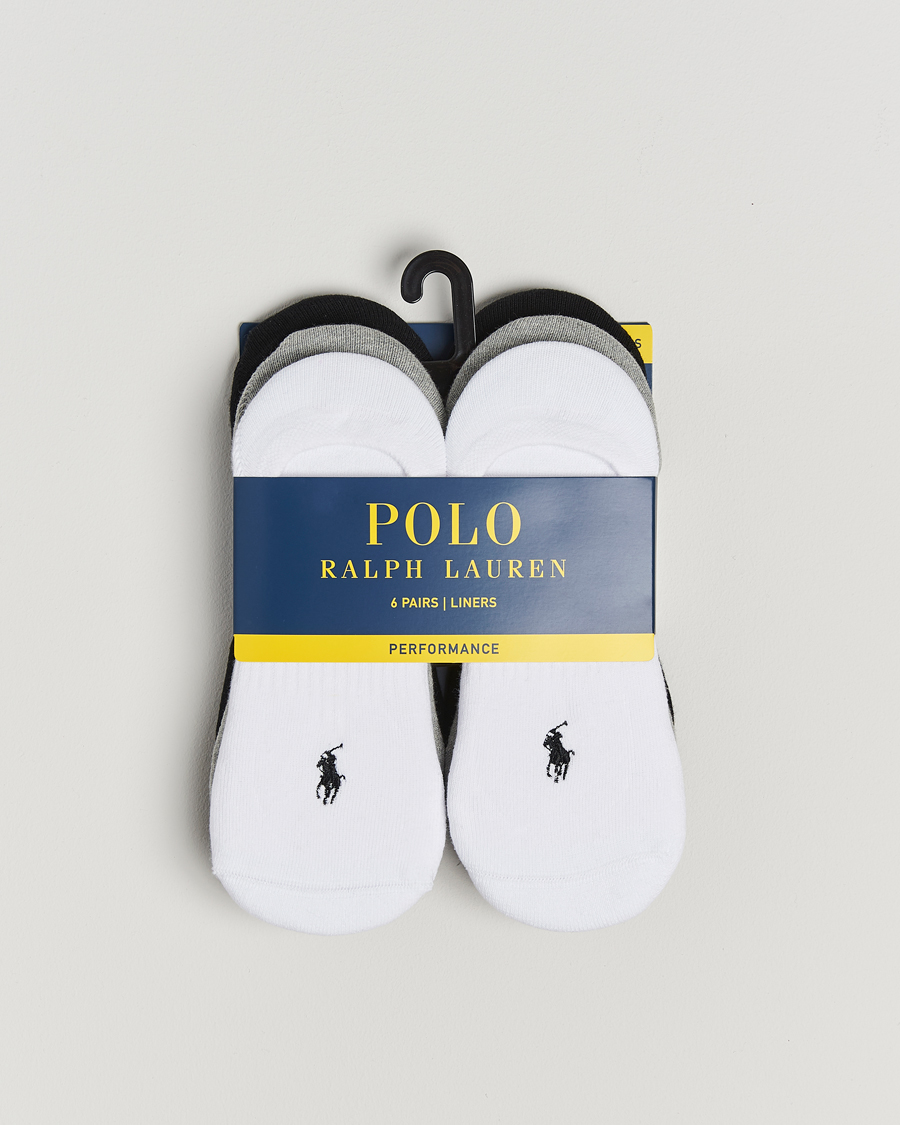 Herre | Undertøj | Polo Ralph Lauren | 6-Pack No Show Big Pony Pony Socks Black/White/Grey