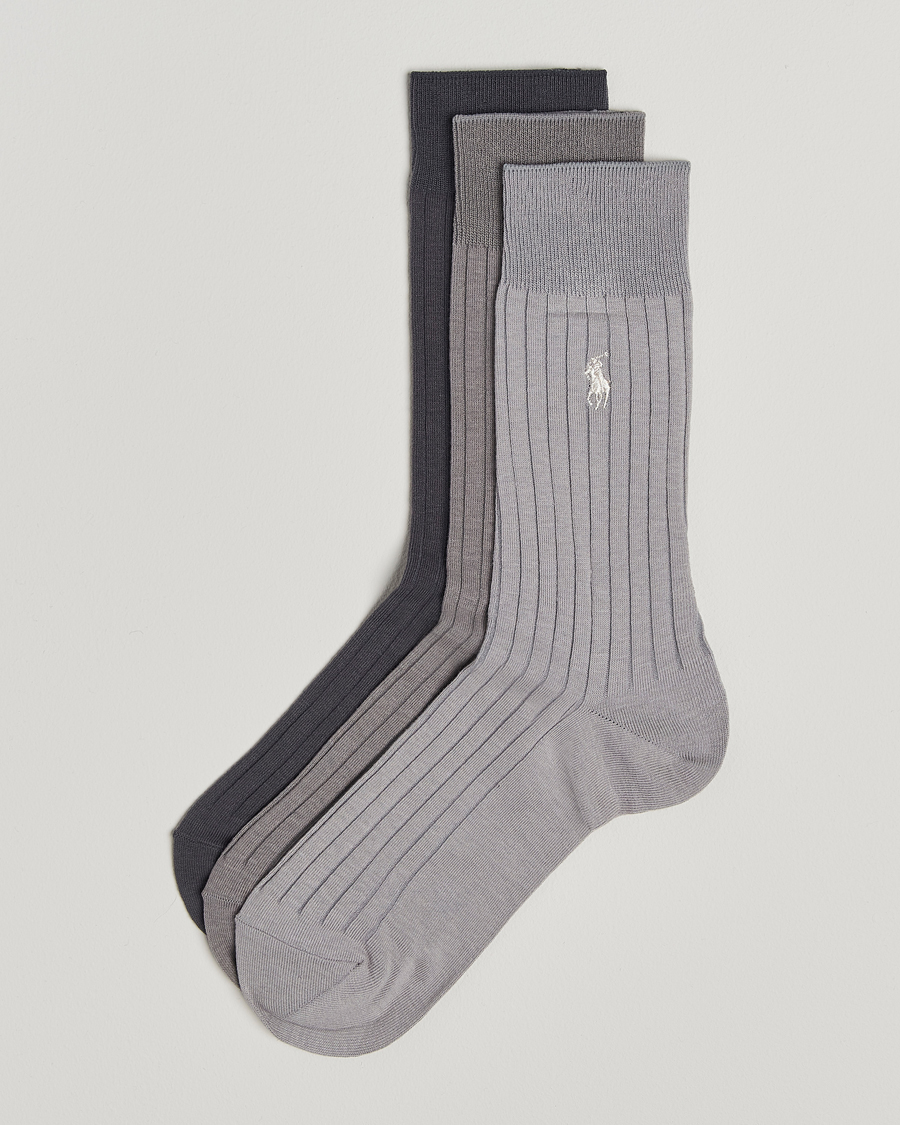 Herre | Undertøj | Polo Ralph Lauren | 3-Pack Egyptian Rib Crew Sock Grey Combo