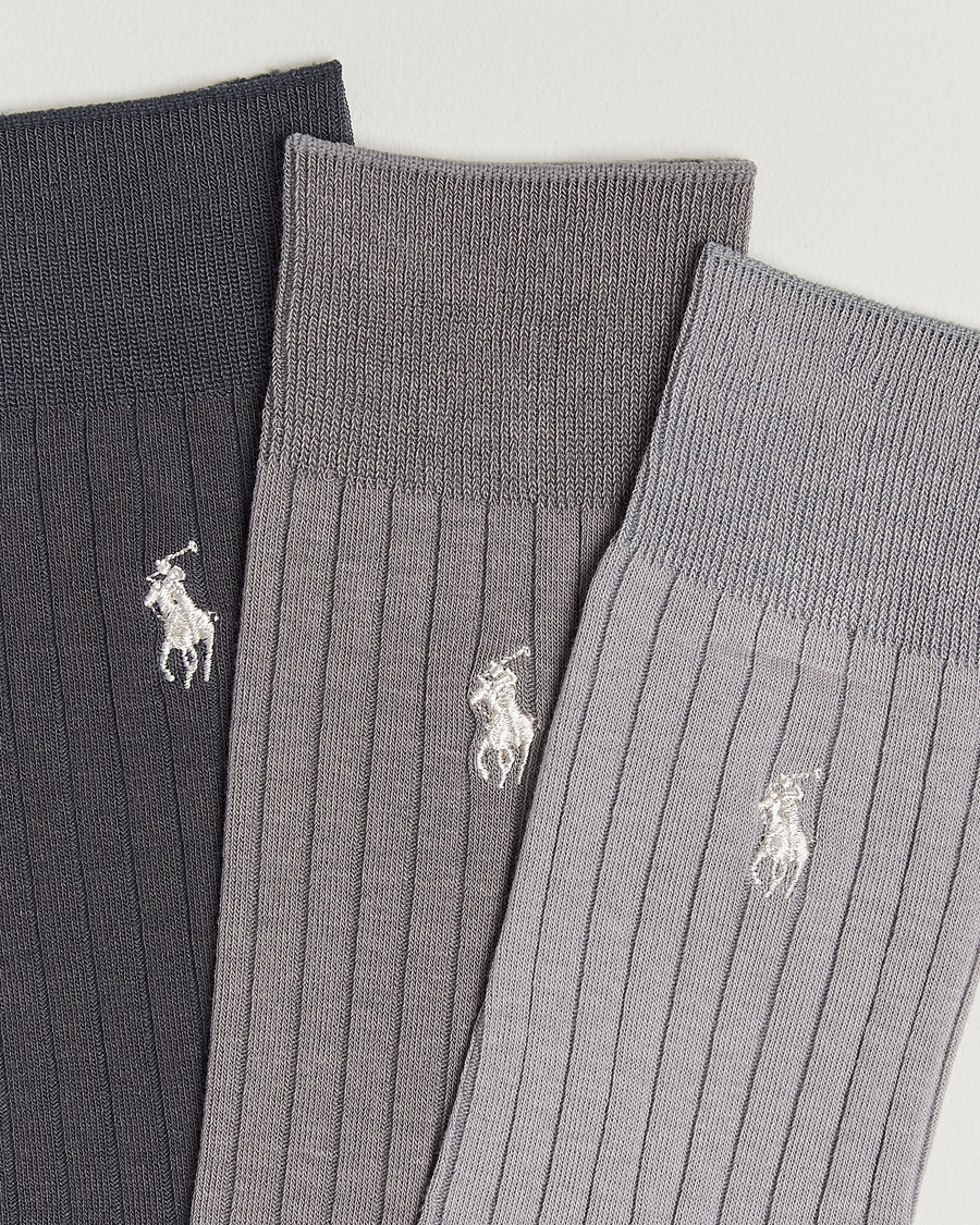 Herre | Undertøj | Polo Ralph Lauren | 3-Pack Egyptian Rib Crew Sock Grey Combo