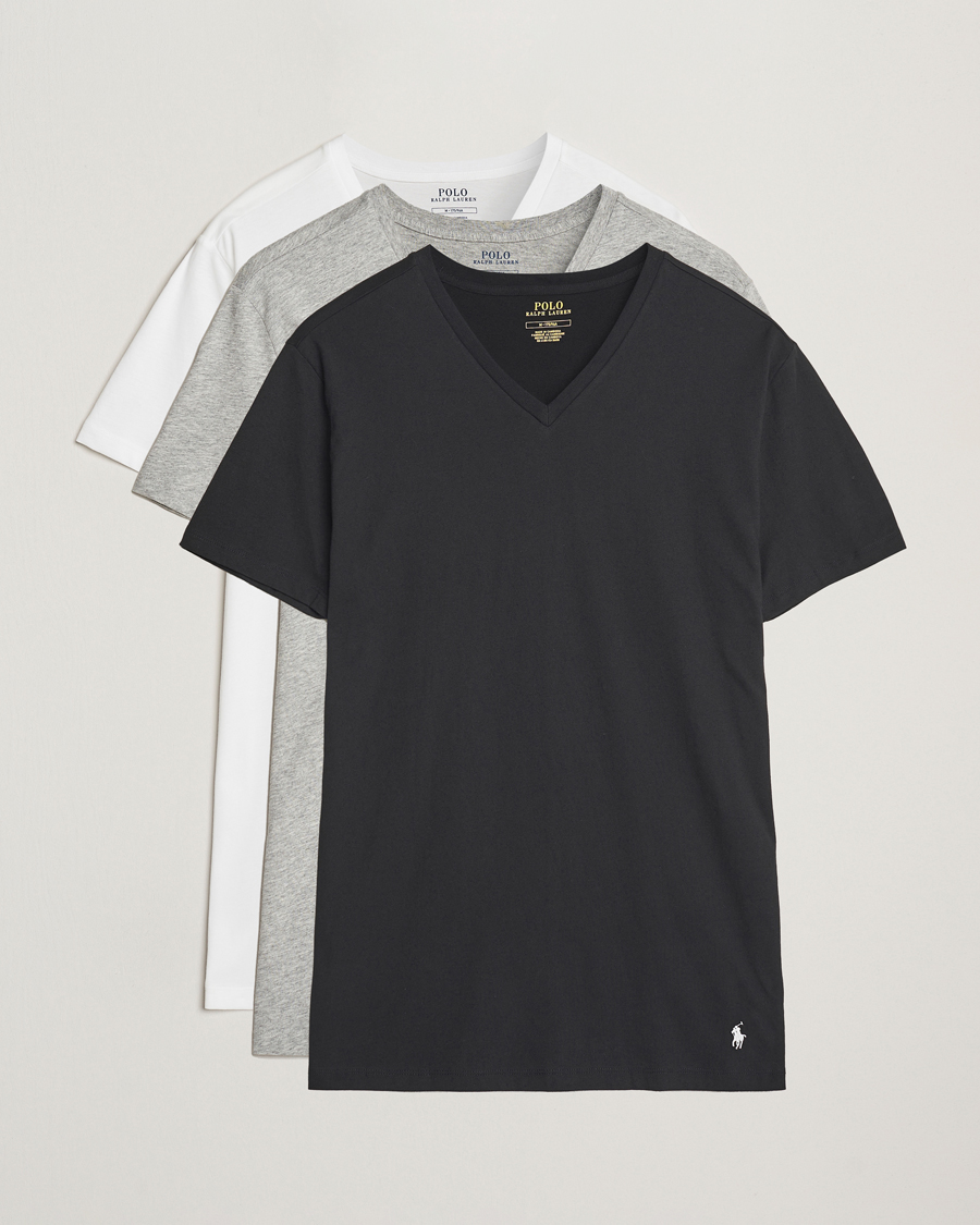 Herre | T-Shirts | Polo Ralph Lauren | 3-Pack V Neck T-Shirt White/Grey/Black