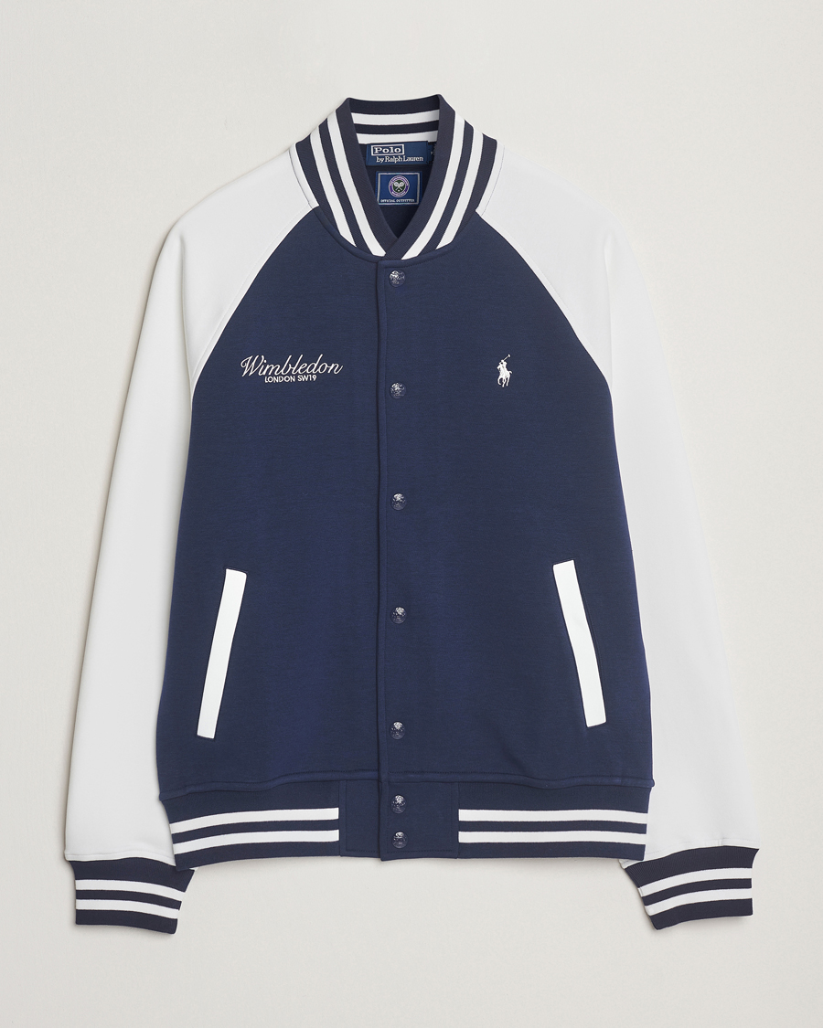 Herre | Trøjer | Polo Ralph Lauren | Wimbledon Double Knit Baseball Sweatshirt Navy/White