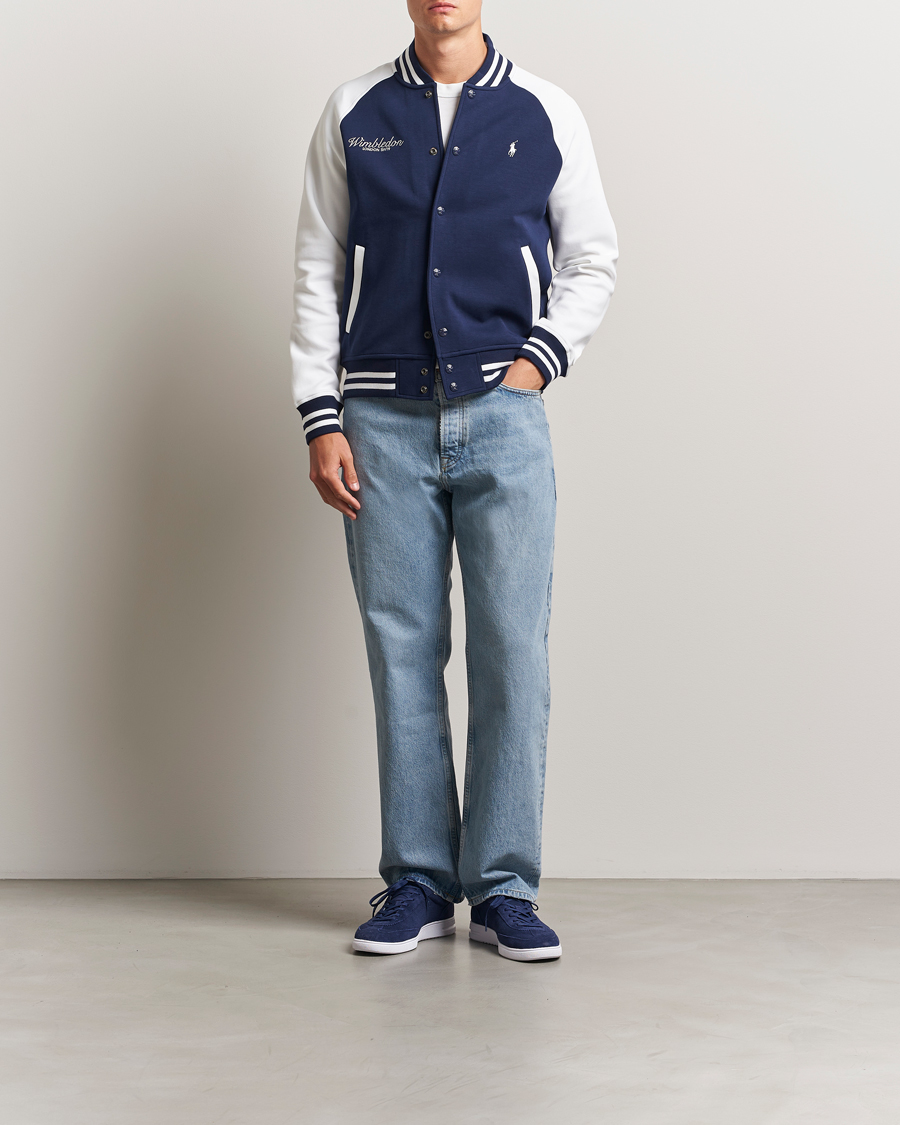 Herre | Trøjer | Polo Ralph Lauren | Wimbledon Double Knit Baseball Sweatshirt Navy/White