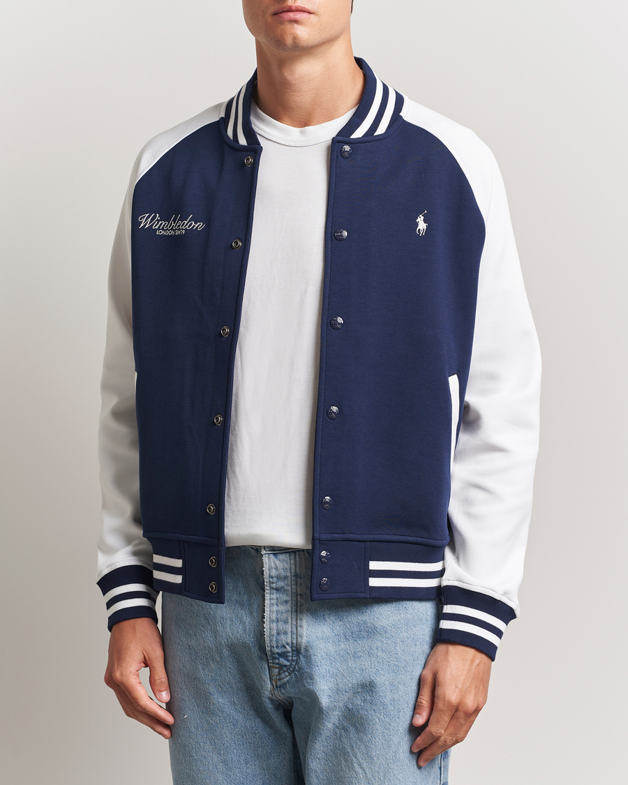 Herre | Trøjer | Polo Ralph Lauren | Wimbledon Double Knit Baseball Sweatshirt Navy/White
