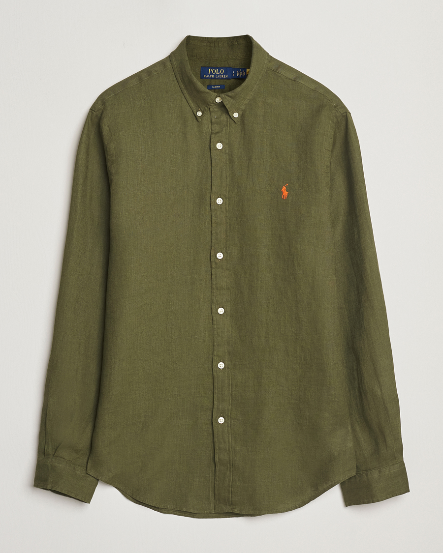 Herre | Skjorter | Polo Ralph Lauren | Slim Fit Linen Shirt New Olive