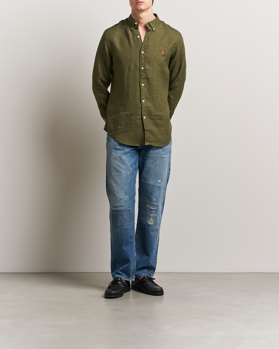 Herre | Skjorter | Polo Ralph Lauren | Slim Fit Linen Shirt New Olive