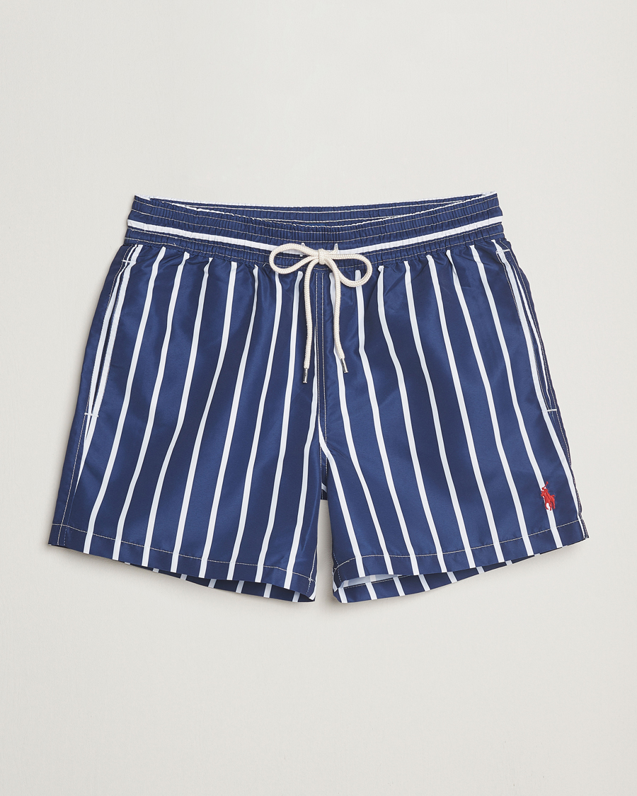 Herre | Badebukser | Polo Ralph Lauren | Traveler Boxer Swimshorts Navy Vertical Wide Stripe