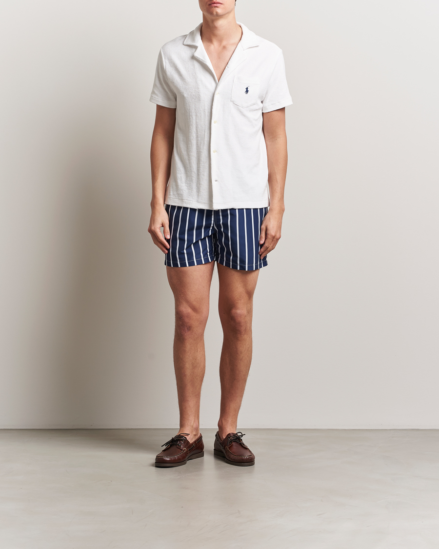 Herre | Badebukser | Polo Ralph Lauren | Traveler Boxer Swimshorts Navy Vertical Wide Stripe