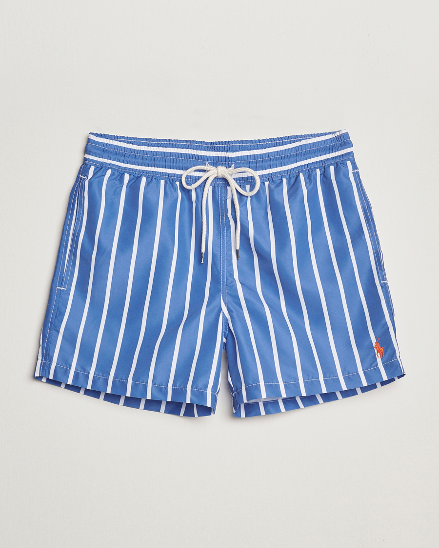 Herre | Badebukser | Polo Ralph Lauren | Traveler Boxer Swimshorts Blue Vertical Wide Stripe