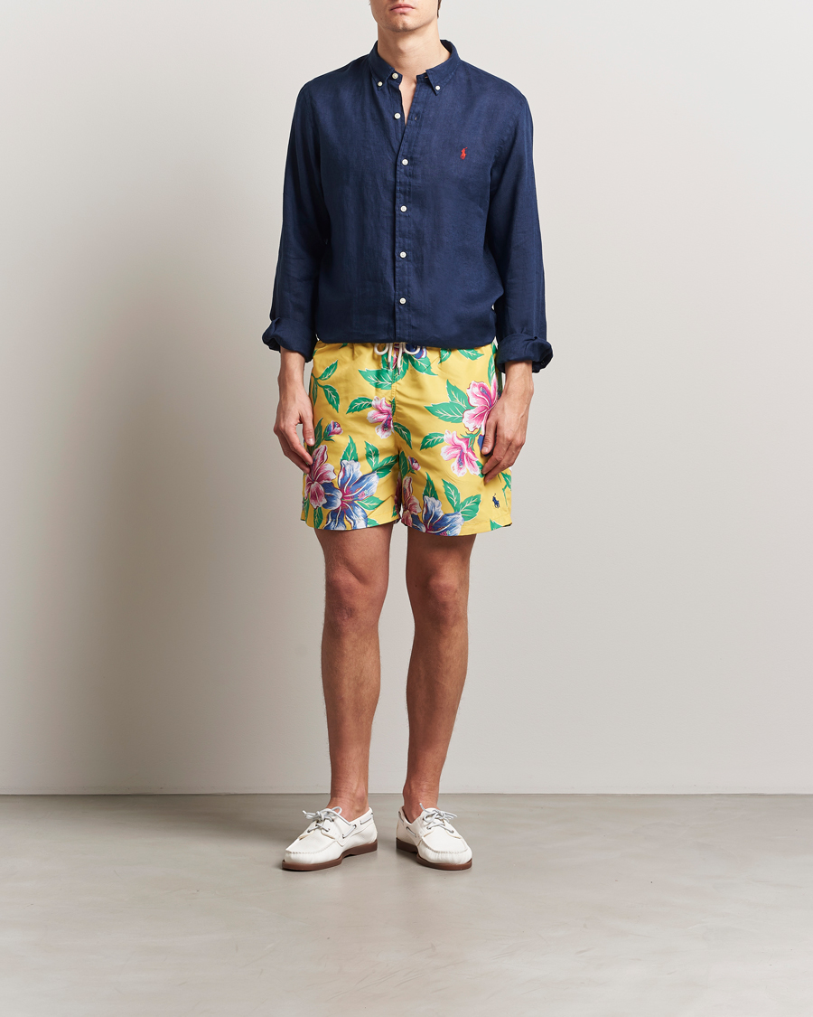 Herre | Badebukser | Polo Ralph Lauren | Traveler Recycled Swimshorts Iconic Hibiscus Yellow