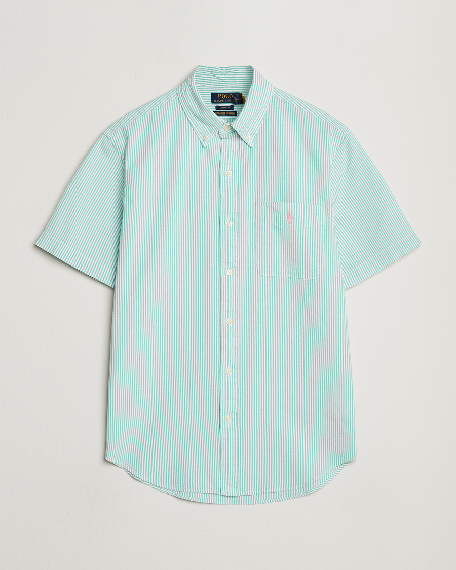 Herre | Skjorter | Polo Ralph Lauren | Seersucker Short Sleeve Striped Shirt Green/White