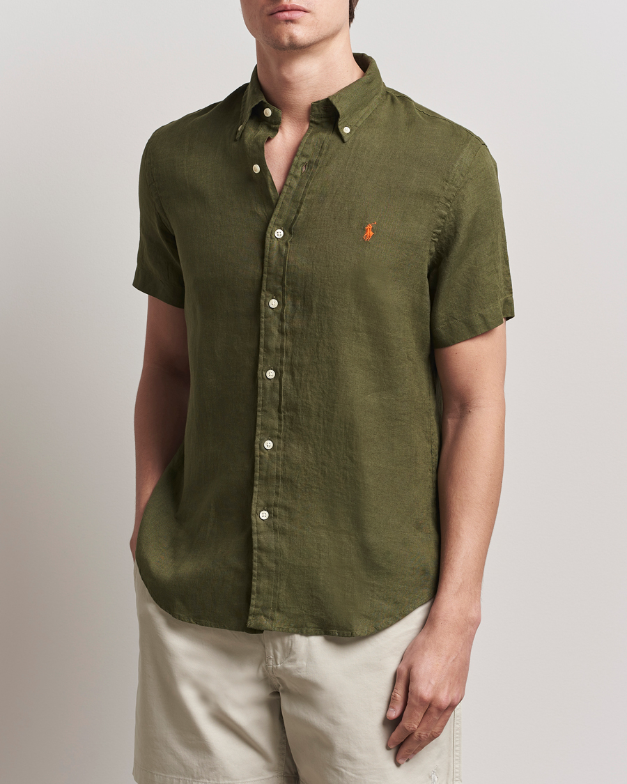 Herre | Skjorter | Polo Ralph Lauren | Short Sleeve Linen Shirt New Olive