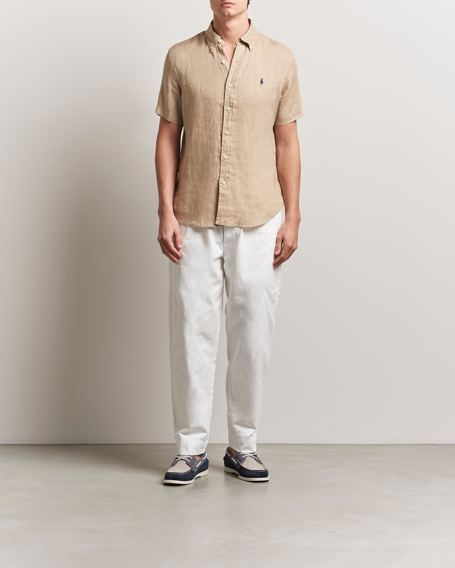 Herre | Skjorter | Polo Ralph Lauren | Short Sleeve Linen Shirt Coastal Beige