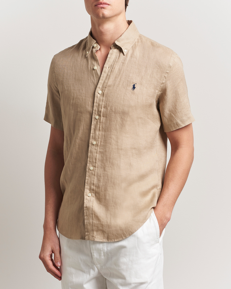 Herre | Skjorter | Polo Ralph Lauren | Short Sleeve Linen Shirt Coastal Beige