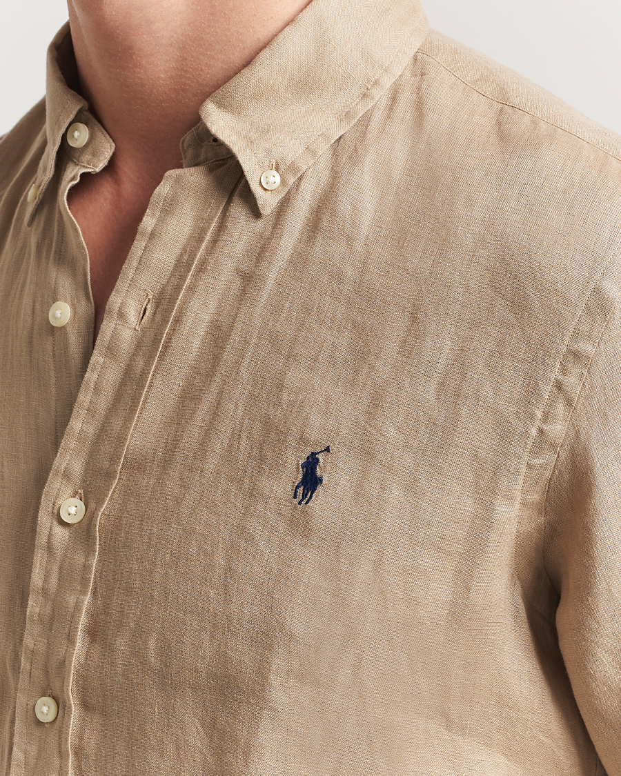 Herre | Skjorter | Polo Ralph Lauren | Short Sleeve Linen Shirt Coastal Beige
