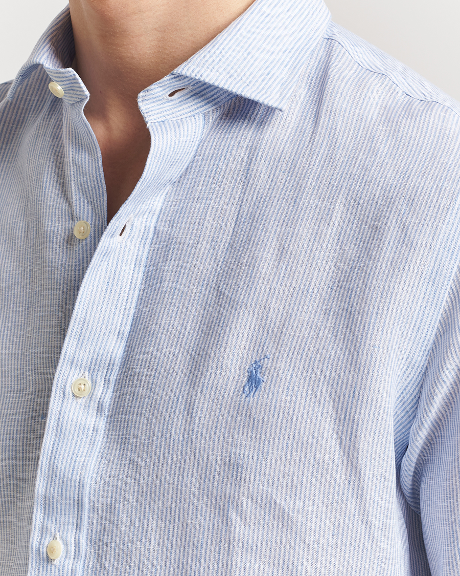 Herre | Skjorter | Polo Ralph Lauren | Custom Fit Dressed Striped Linen Shirt Cabana Blue