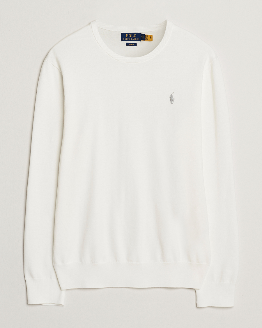 Herre | Trøjer | Polo Ralph Lauren | Cotton Crew Neck Sweater Deckwash White