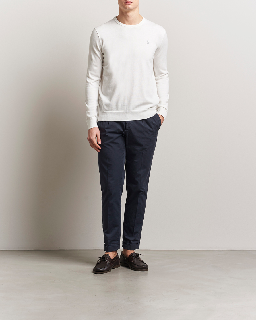Herre | Trøjer | Polo Ralph Lauren | Cotton Crew Neck Sweater Deckwash White