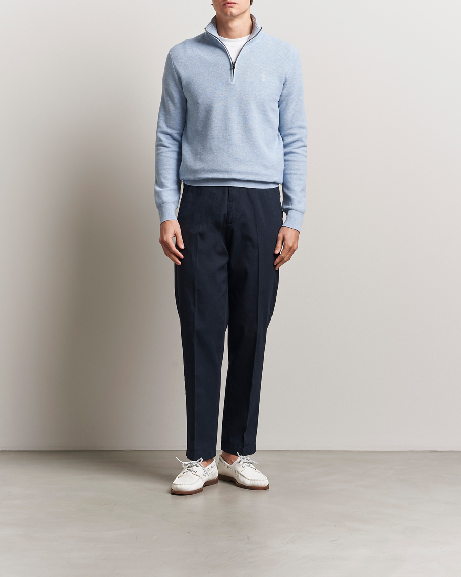 Herre | Trøjer | Polo Ralph Lauren | Textured Half Zip Blue Hyacinth Heahter