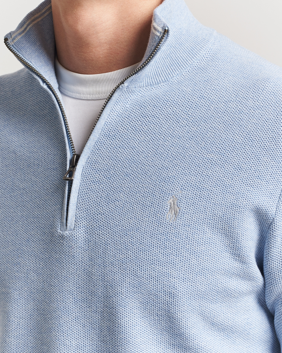 Herre | Trøjer | Polo Ralph Lauren | Textured Half Zip Blue Hyacinth Heahter