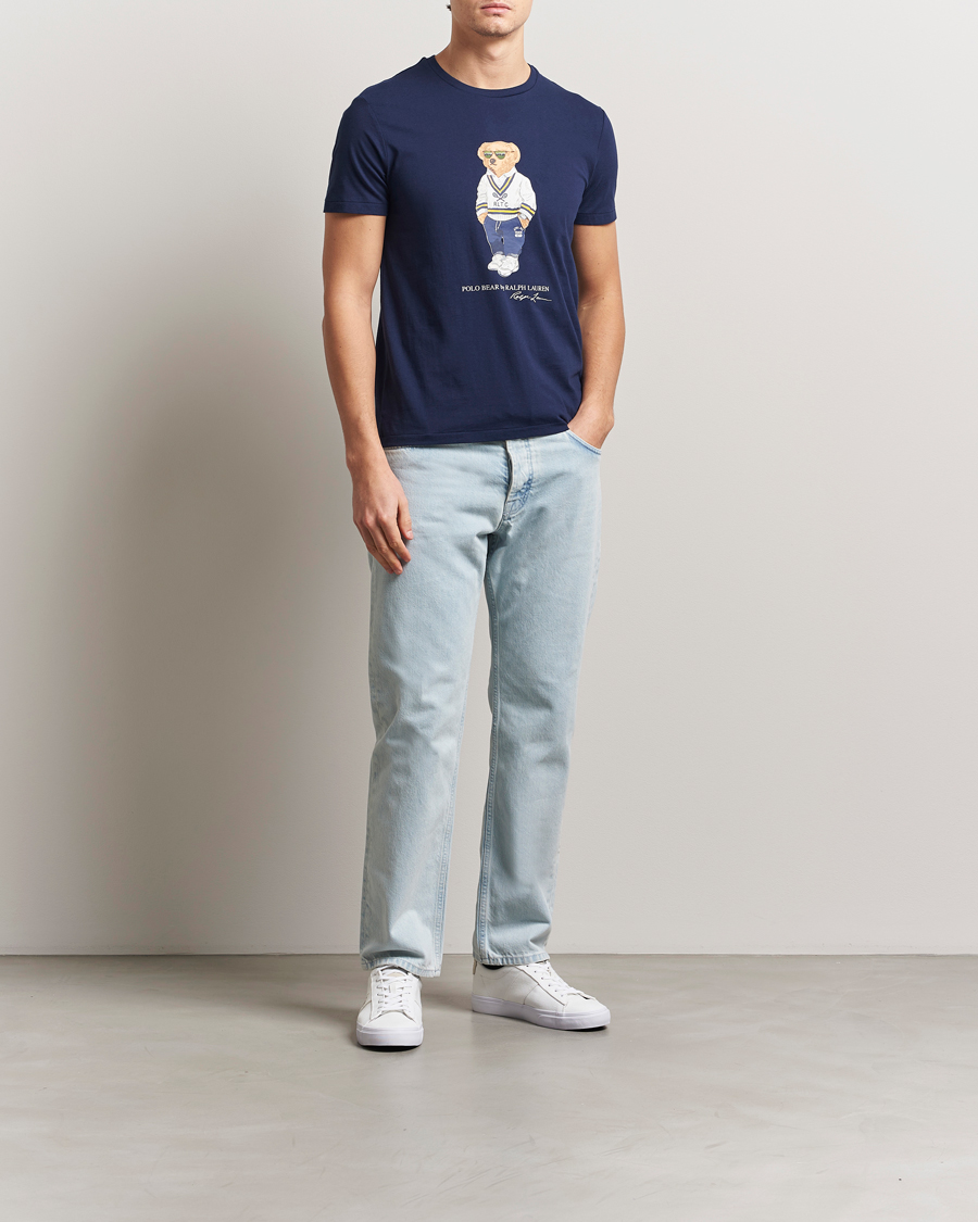 Herre | T-Shirts | Polo Ralph Lauren | Denim Bear Crew Neck T-Shirt Newport Navy