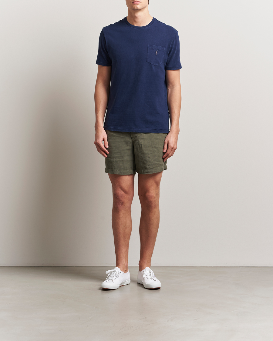 Herre | T-Shirts | Polo Ralph Lauren | Cotton Linen T-Shirt Newport Navy