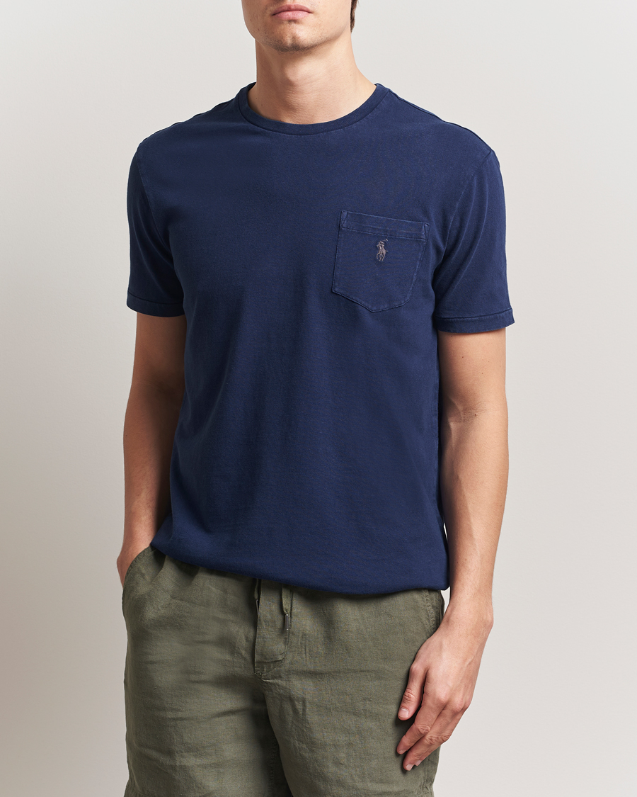Herre | T-Shirts | Polo Ralph Lauren | Cotton Linen T-Shirt Newport Navy