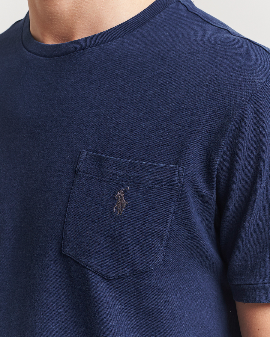 Herre | T-Shirts | Polo Ralph Lauren | Cotton Linen T-Shirt Newport Navy