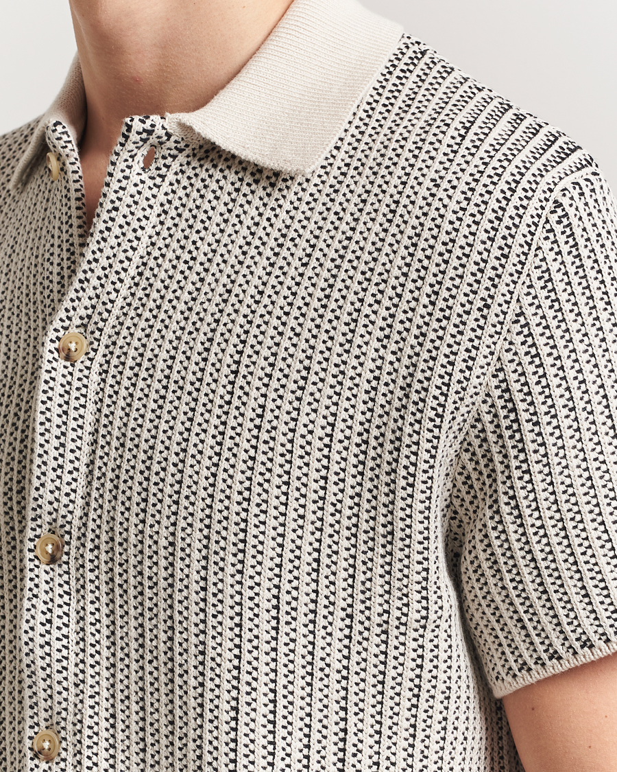 Herre | Skjorter | LES DEUX | Easton Knitted Short Sleeve Shirt Ivory/Black