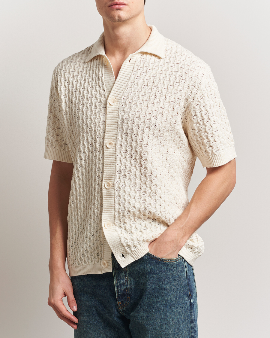 Herre | Skjorter | LES DEUX | Gespertus Knitted Short Sleeve Shirt Ivory